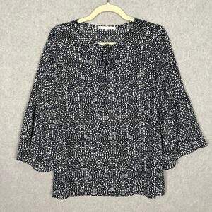 Violet Claire Top‎ Womens Medium Black Blouse Chiffon Career Church Flowy Flare
